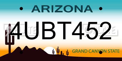 4UBT452 Arizona License Plate