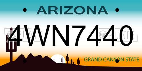 4WN7440 Arizona License Plate