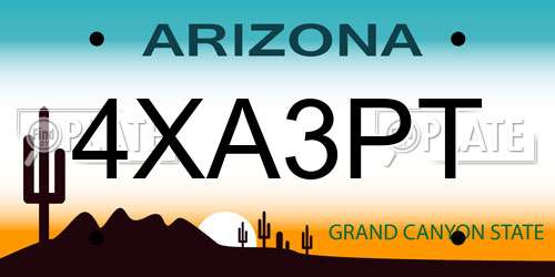 4XA3PT Arizona License Plate