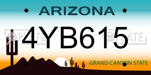 4YB615 Arizona License Plate