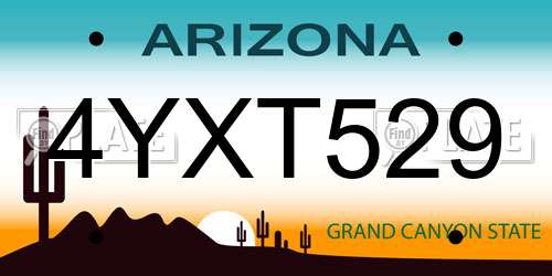 4YXT529 Arizona License Plate