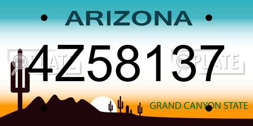 4Z58137 Arizona License Plate