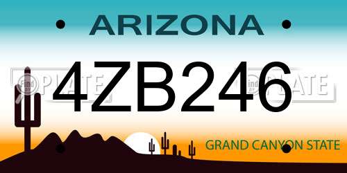 4ZB246 Arizona License Plate