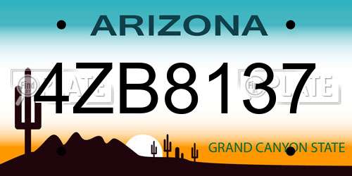 4ZB8137 Arizona License Plate
