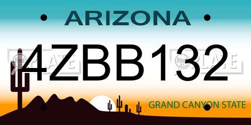 4ZBB132 Arizona License Plate