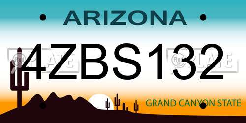 4ZBS132 Arizona License Plate