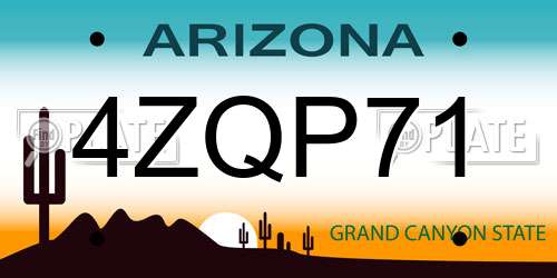 4ZQP71 Arizona License Plate