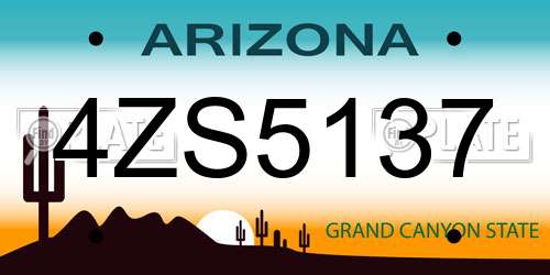 4ZS5137 Arizona License Plate