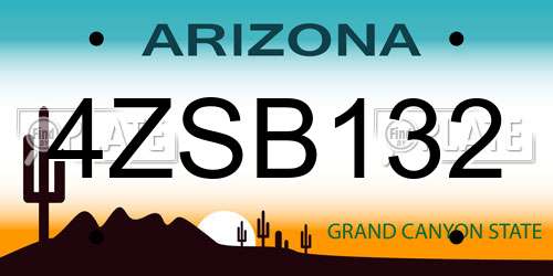 4ZSB132 Arizona License Plate