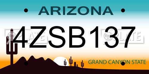 4ZSB137 Arizona License Plate