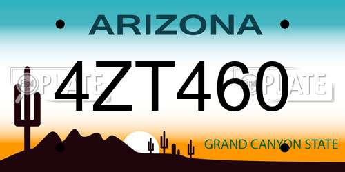 4ZT460 Arizona License Plate