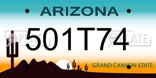 501T74 Arizona License Plate