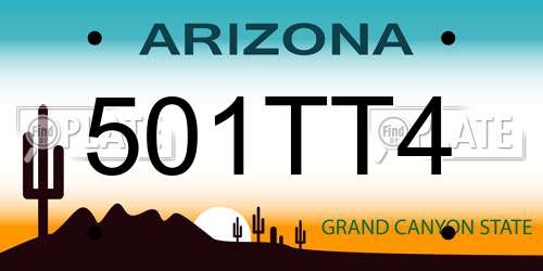 501TT4 Arizona License Plate