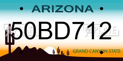 50BD712 Arizona License Plate