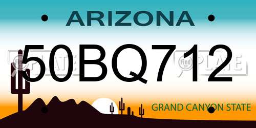 50BQ712 Arizona License Plate