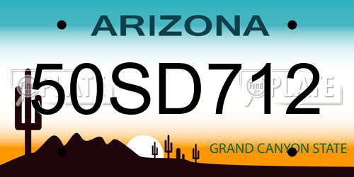 50SD712 Arizona License Plate