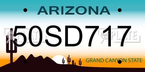 50SD717 Arizona License Plate