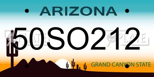 50SO212 Arizona License Plate