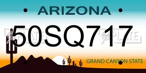 50SQ717 Arizona License Plate