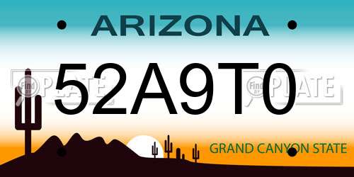 52A9T0 Arizona License Plate