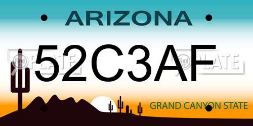 52C3AF Arizona License Plate