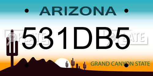 531DB5 Arizona License Plate