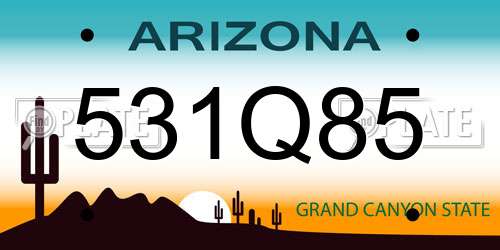 531Q85 Arizona License Plate