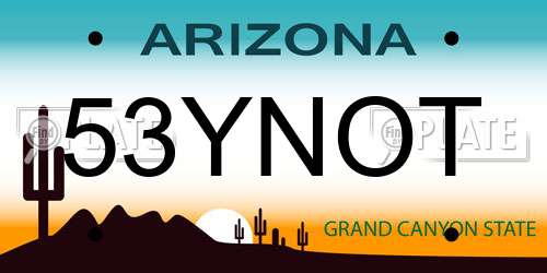 53YNOT Arizona License Plate