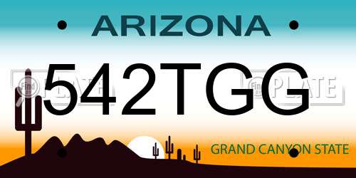 542TGG Arizona License Plate