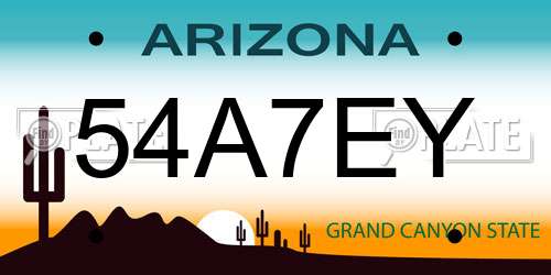 54A7EY Arizona License Plate