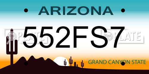 552FS7 Arizona License Plate