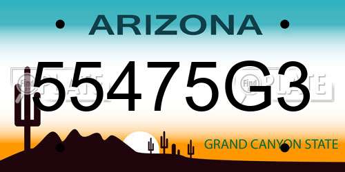 55475G3 Arizona License Plate