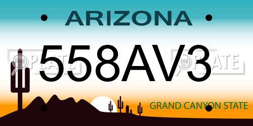 558AV3 Arizona License Plate