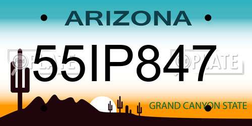 55IP847 Arizona License Plate