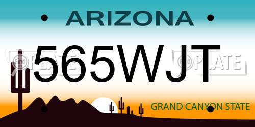 565WJT Arizona License Plate