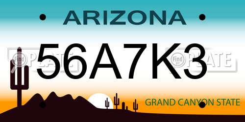 56A7K3 Arizona License Plate