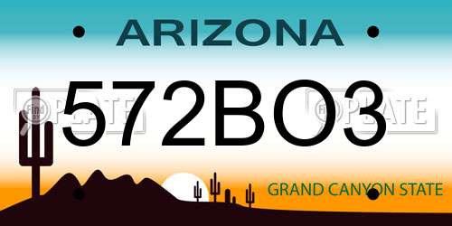 572BO3 Arizona License Plate