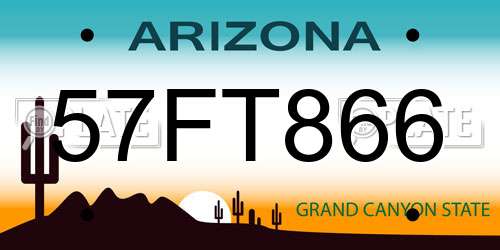 57FT866 Arizona License Plate
