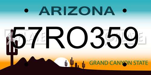 57RO359 Arizona License Plate