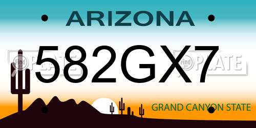 582GX7 Arizona License Plate