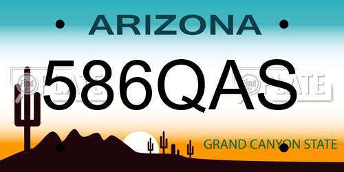 586QAS Arizona License Plate
