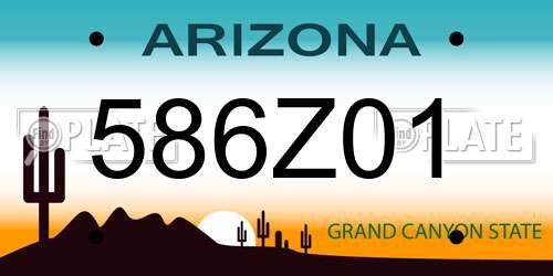 586Z01 Arizona License Plate