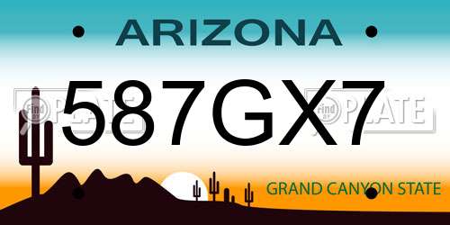 587GX7 Arizona License Plate