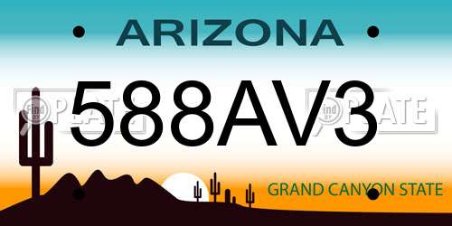 588AV3 Arizona License Plate