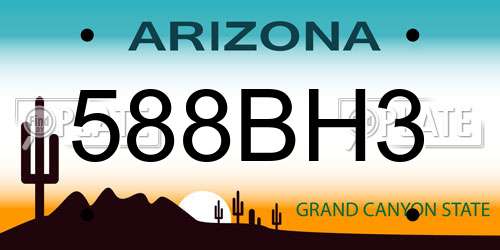 588BH3 Arizona License Plate