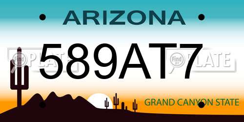 589AT7 Arizona License Plate