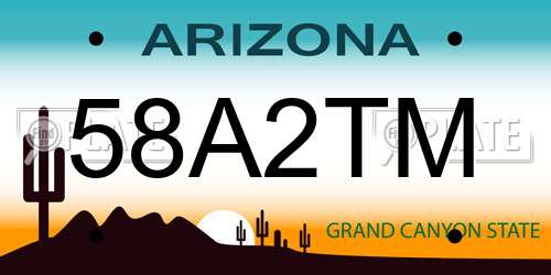 58A2TM Arizona License Plate