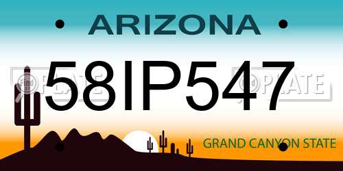 58IP547 Arizona License Plate