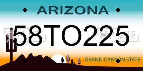 58TO225 Arizona License Plate