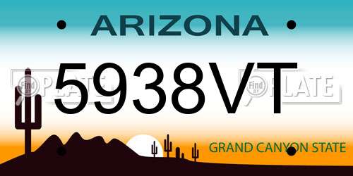 5938VT Arizona License Plate